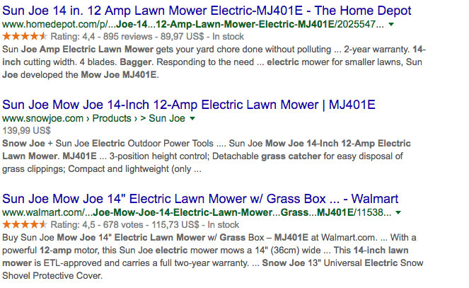 Schema.org product review rich snippet