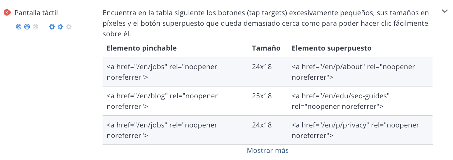 Criterio de objetivo de toque de revisión de WooRank