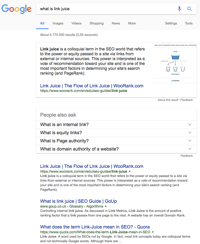 rich snippet de What is link juice 